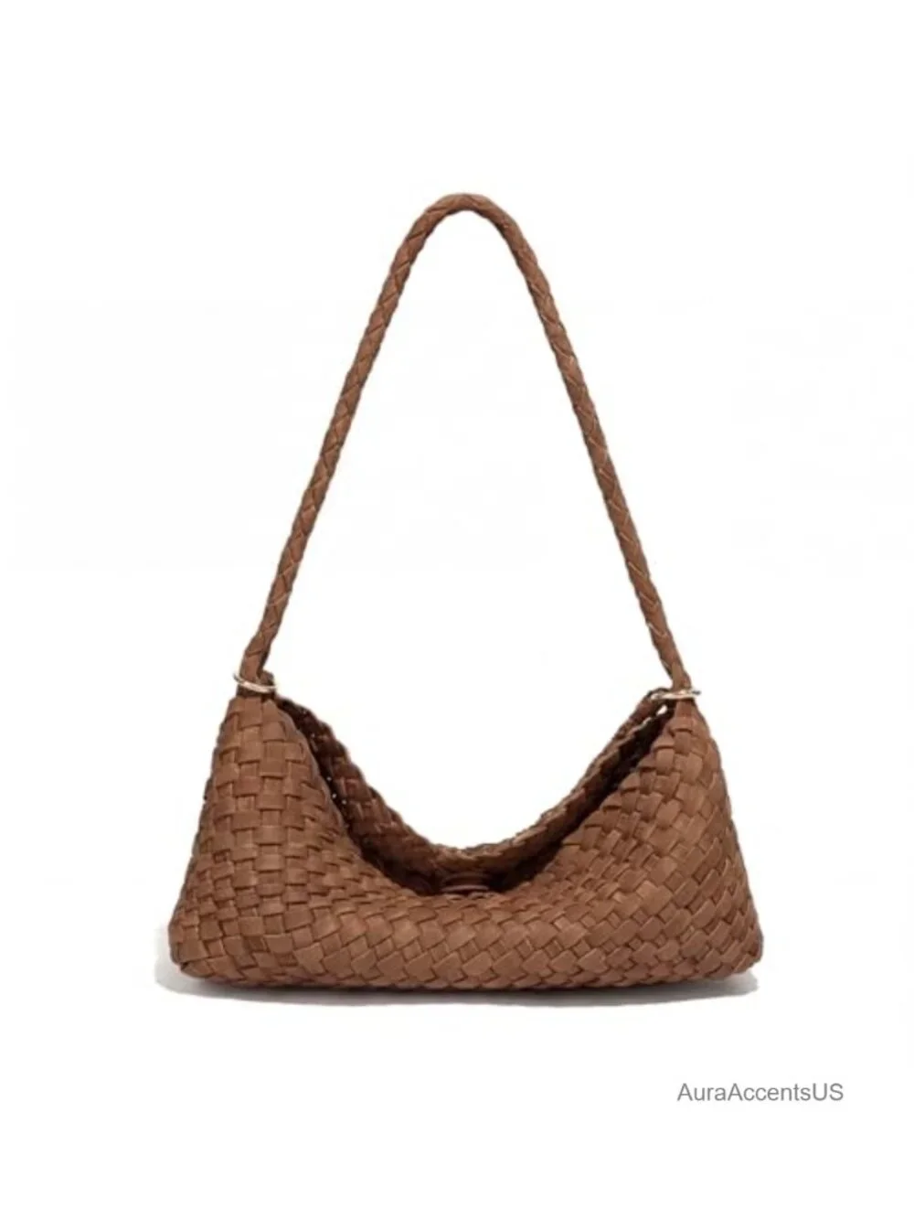 Woven Faux Leather Slouchy Hobo Handbag with Braided Strap and Matching Zipper